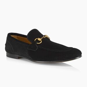 Men’s Gucci Suede Black & Gold Horse Bit Loafers | Size 11.5